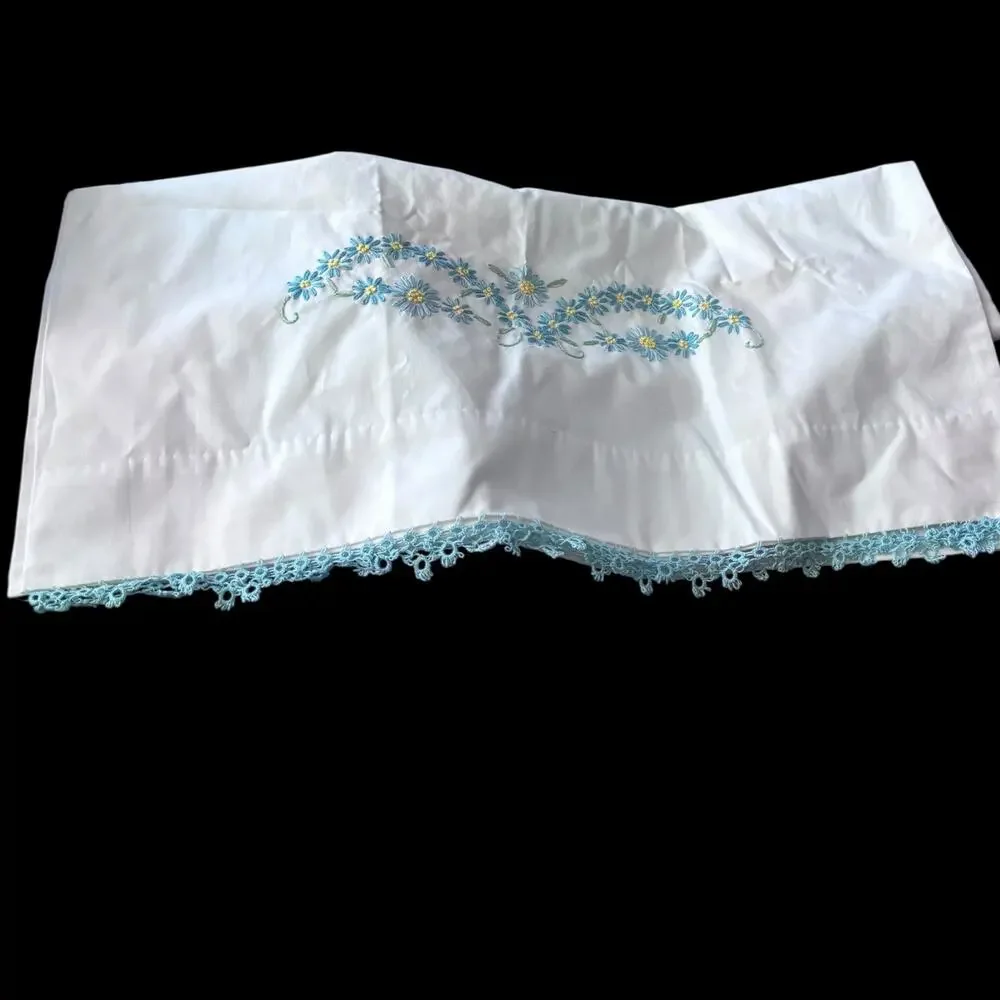 Embroidered King Size Pillowcase Floral Cottagecore Fairy Cottage Chic Shabby